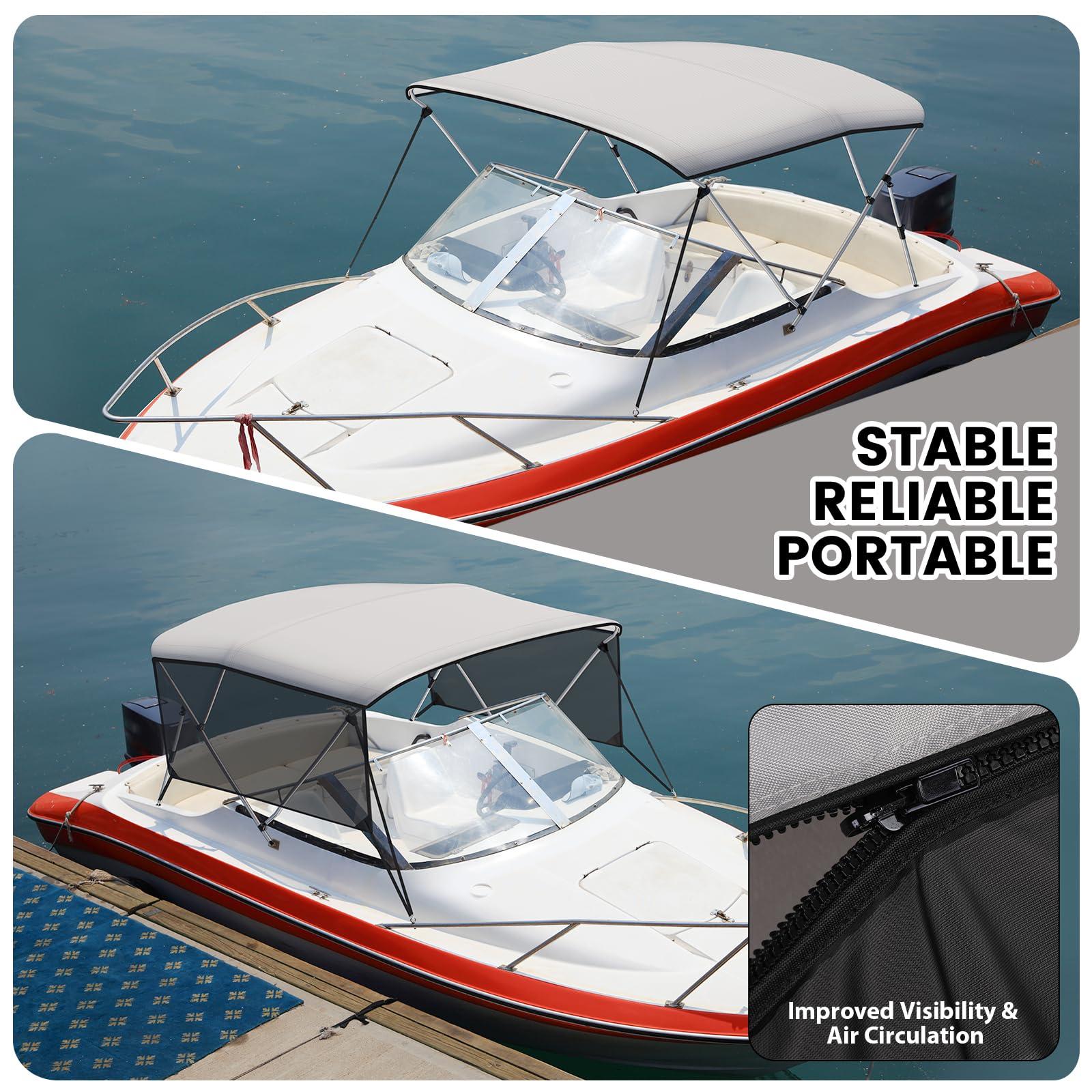 Toldo Bimini de 3 arcos con lona marina Garvee gris